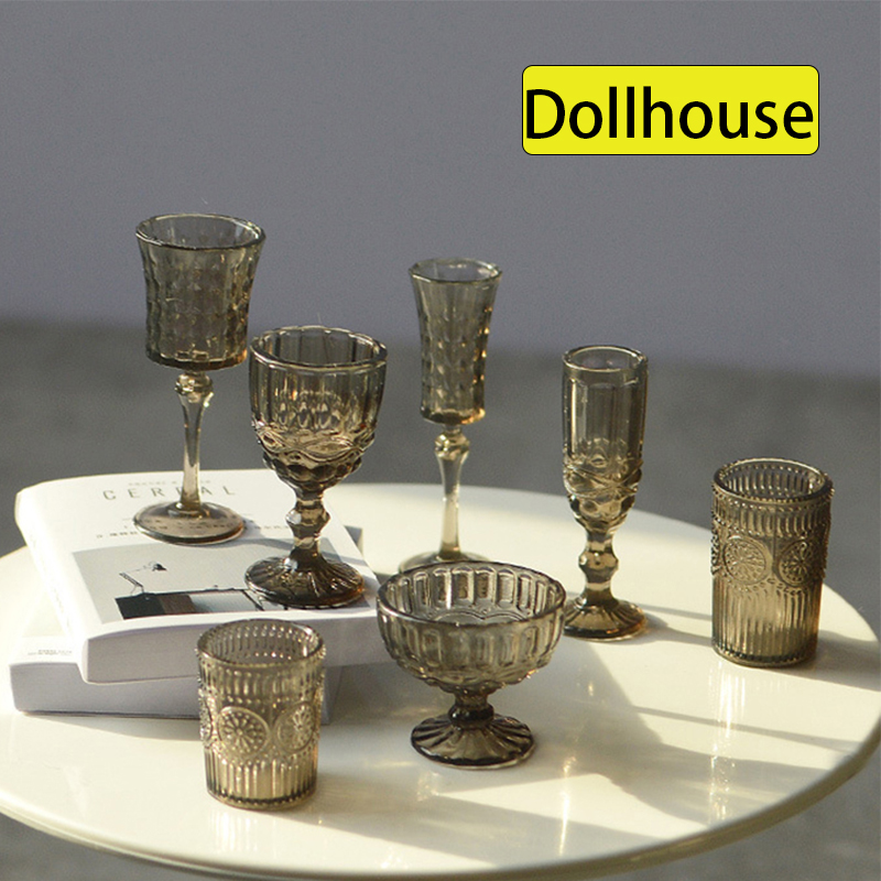 Dollhouse Furniture Set - 7Pcs/Set 1:6 Miniature Water Cup Carved