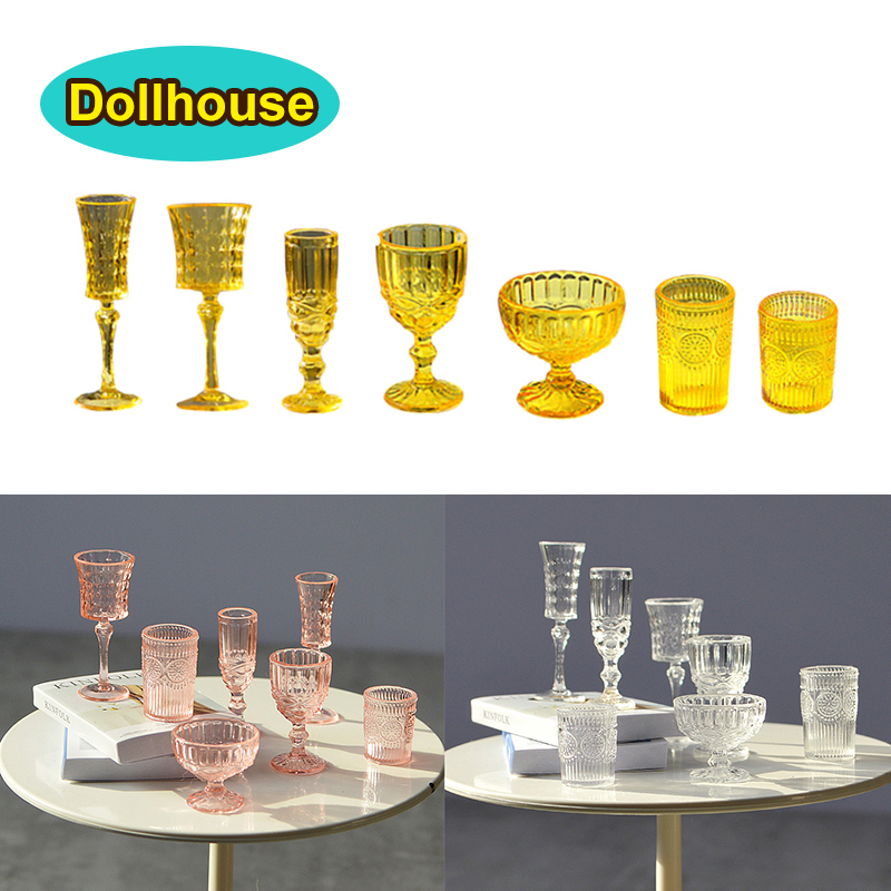 Dollhouse Furniture Set - 7Pcs/Set 1:6 Miniature Water Cup Carved