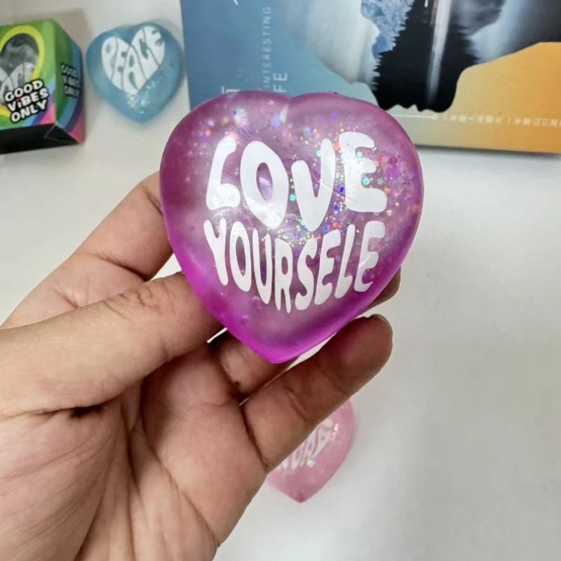 1pcs Glitter Heart Shaped Sque - đánh giá và giá Kids Toys Quotes