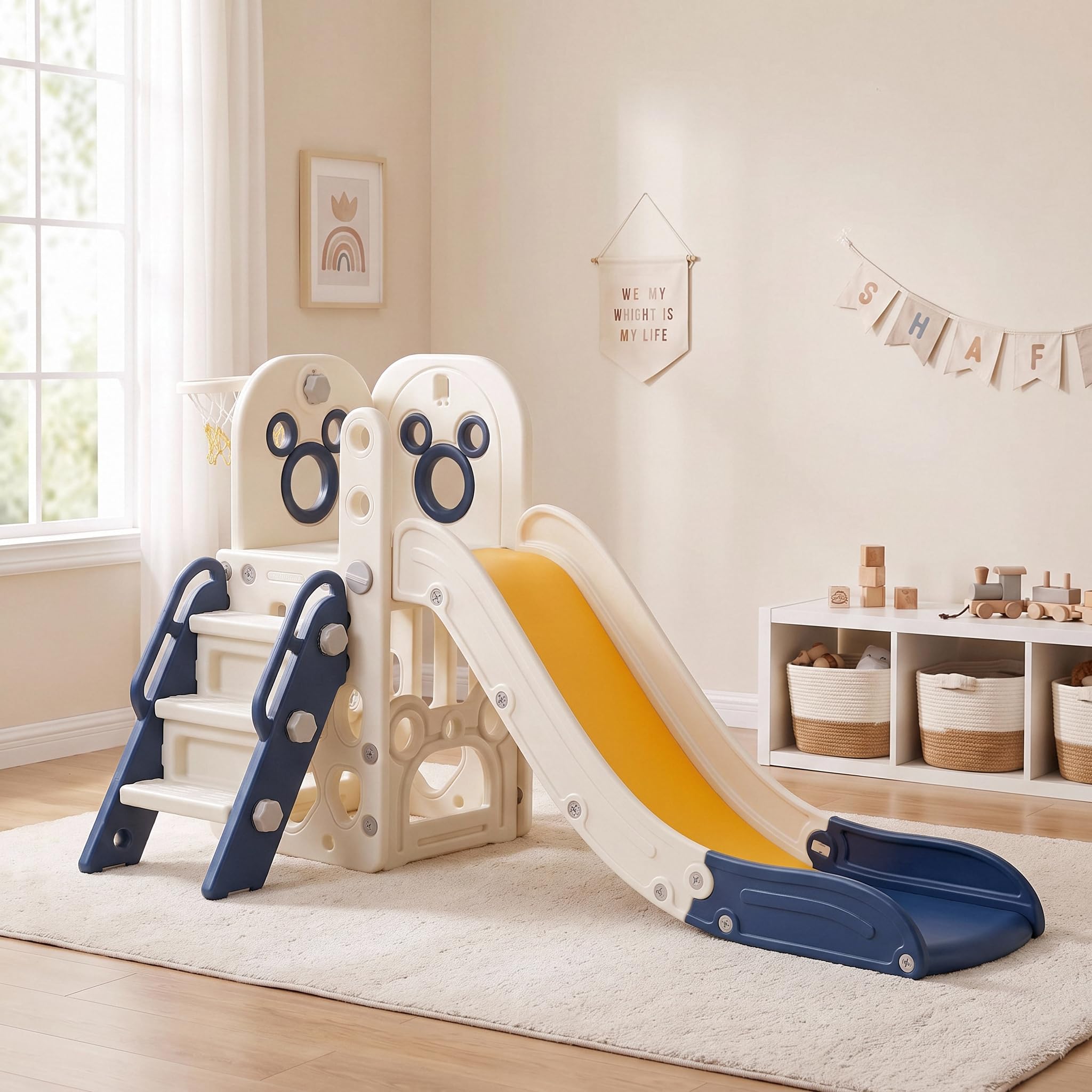 6 in 1 Toddler Slide Playset,  - đánh giá và giá Basketball Hoop Kids Indoor