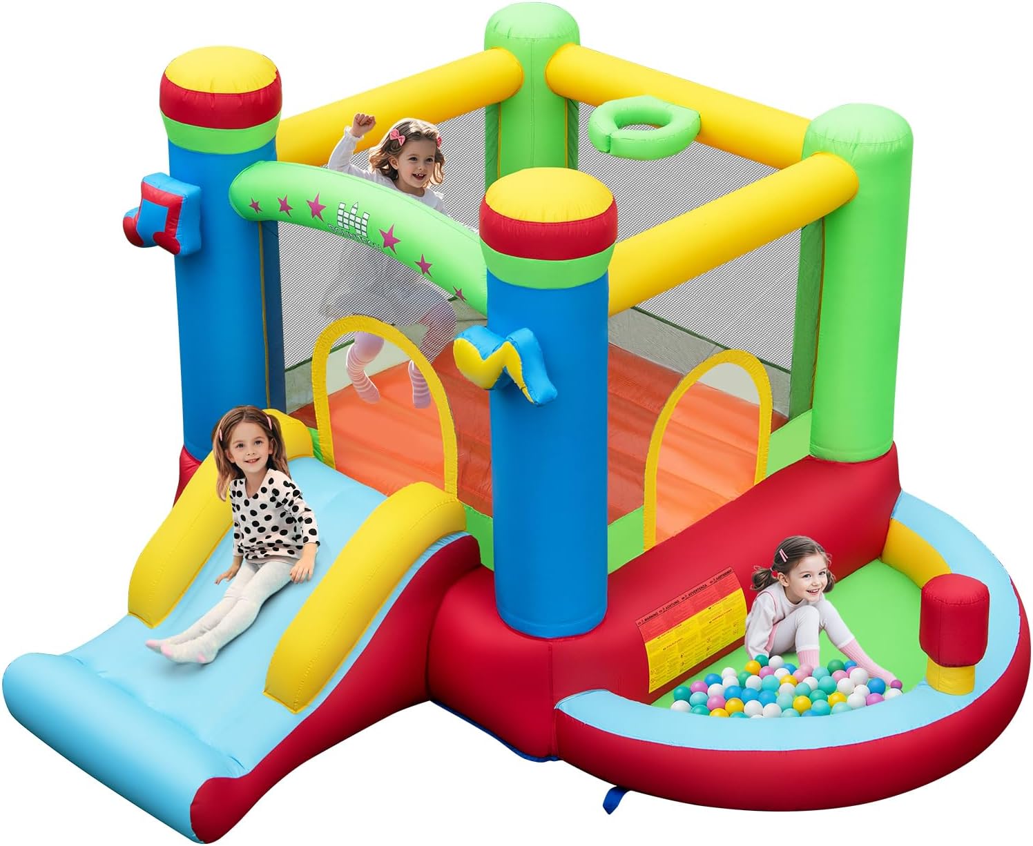 Inflatable Bounce House with B - đánh giá và giá Basketball Hoop Kids Indoor
