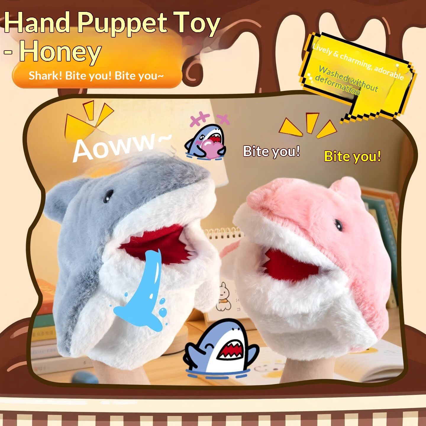 Shark Hand Puppet Plush Shark  - đánh giá và giá Kids Toys Idea