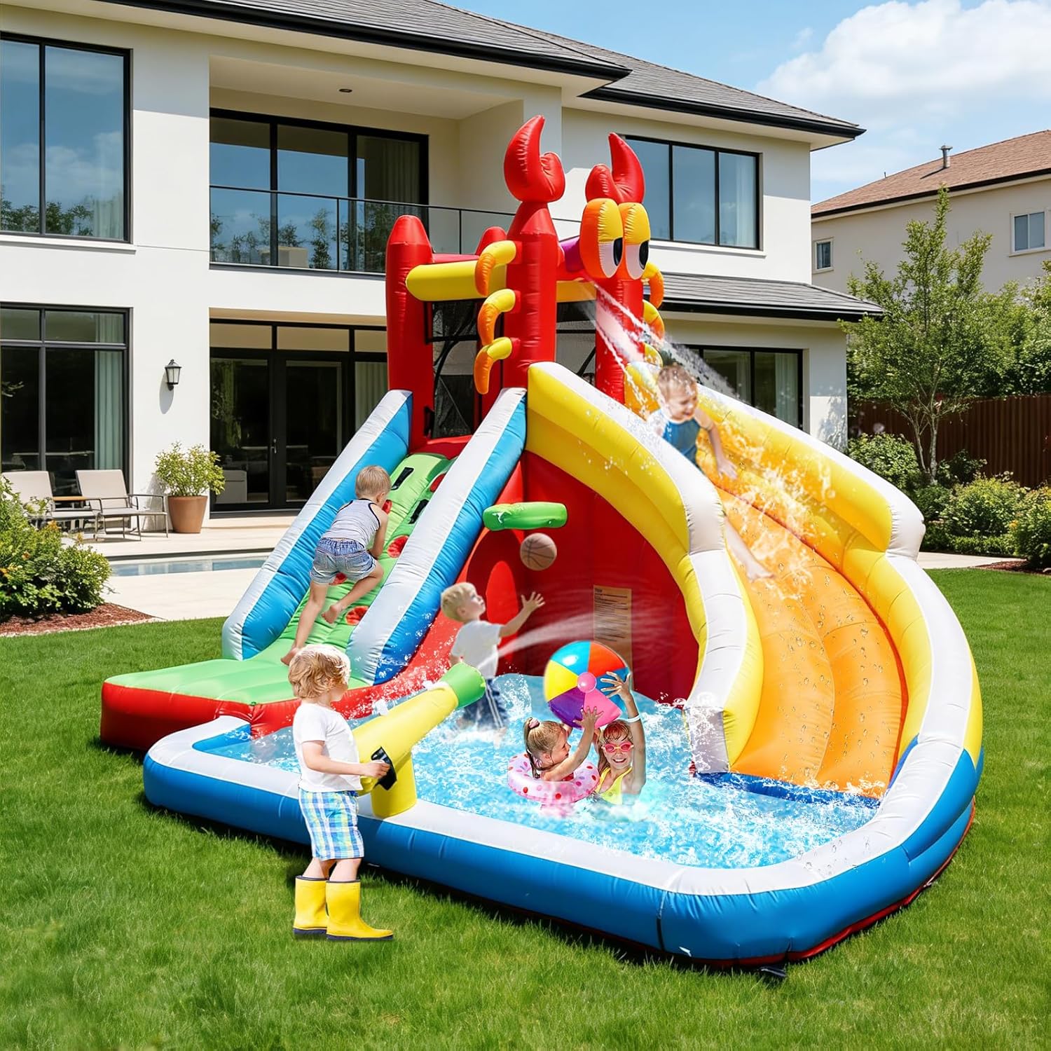 Large Inflatable Bounce House  - đánh giá và giá Basketball Hoop Kids Indoor