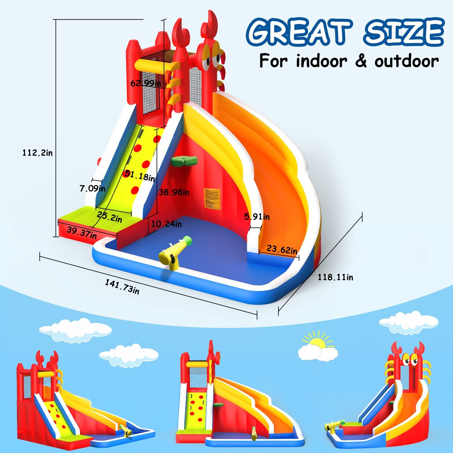 Large Inflatable Bounce House  - đánh giá và giá Basketball Hoop Kids Indoor